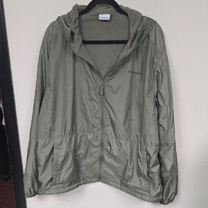 Columbia Olive Hooded Windbreaker With Fleece Inside